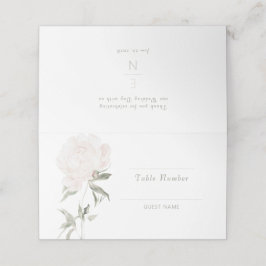 Asiento Tarjeta de lugar de boda de peonía de suave rubor