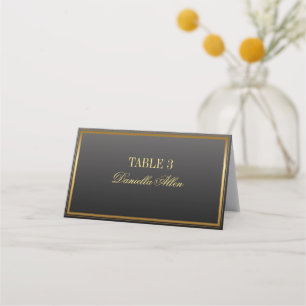 Asiento Tarjeta de lugar de boda elegante de color negro y