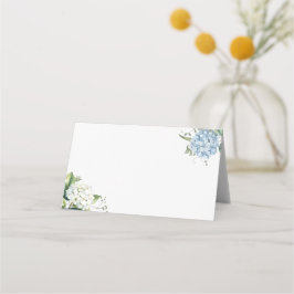 Asiento Tarjeta de lugar de boda elegante de hortensia azu