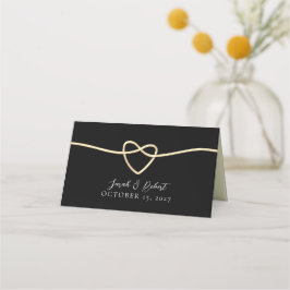 Asiento Tarjeta de lugar de boda elegante de oro y negro