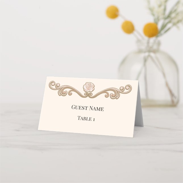 Asiento Tarjeta de lugar de boda elegante doblada (Anverso)