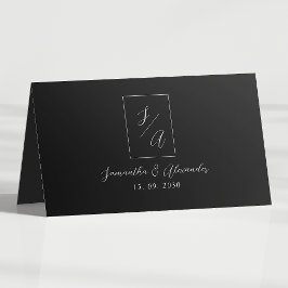 Asiento Tarjeta de lugar de boda en blanco y negro