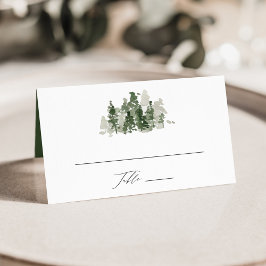 Asiento Tarjeta de lugar de boda en bosque de pino rústico