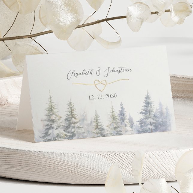 Asiento Tarjeta de lugar de boda en bosque de pinos (Subido por el creador)