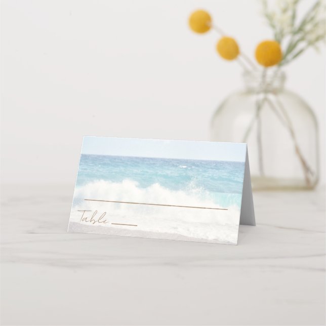 Asiento Tarjeta de lugar de boda en la playa Boda junto al (Anverso)