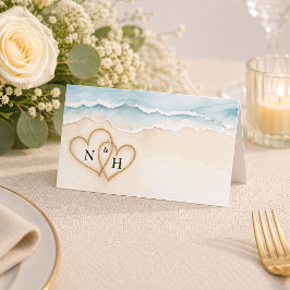 Asiento Tarjeta de lugar de boda en la playa con diseño de