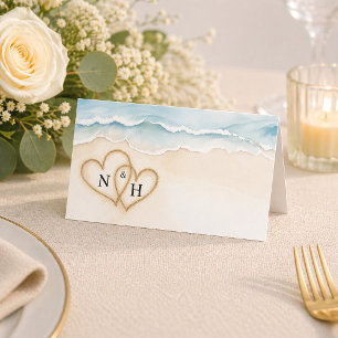 Asiento Tarjeta de lugar de boda en la playa con diseño de