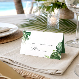 Asiento Tarjeta de lugar de boda en la playa de hojas de p