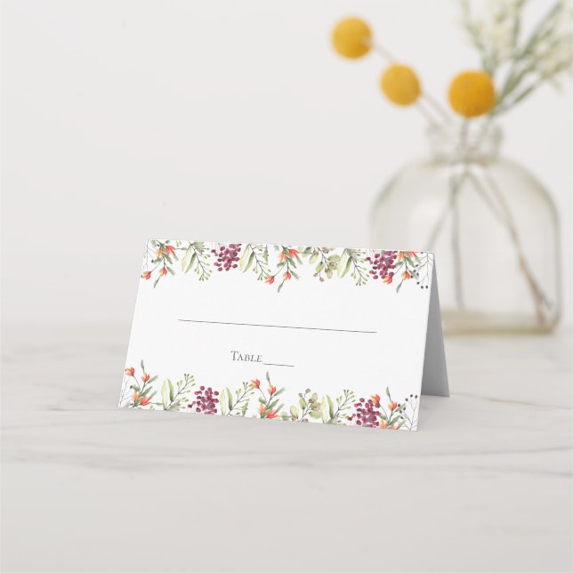 Asiento Tarjeta de lugar de boda en prado de flores silves (Anverso)