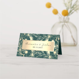 Asiento Tarjeta de lugar de boda esmeralda verde