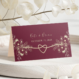 Asiento Tarjeta de lugar de boda floral burgundy elegante
