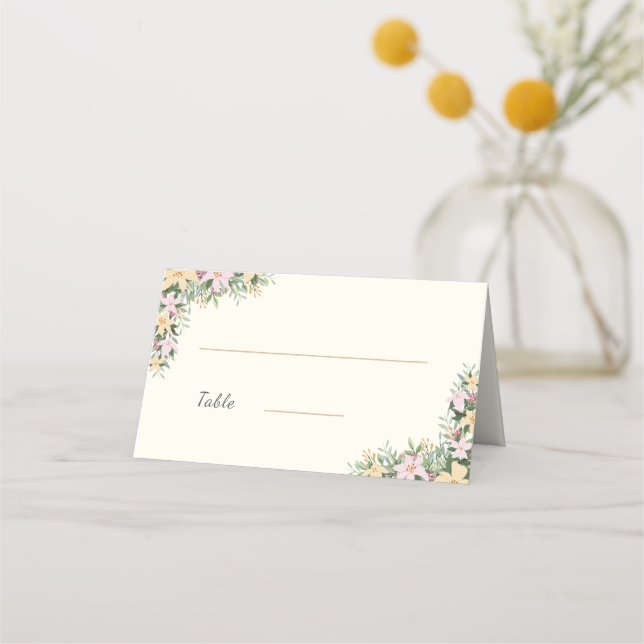 Asiento Tarjeta de lugar de boda floral - estilo boho (Anverso)