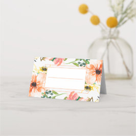 Asiento Tarjeta de lugar de boda floral naranja de primave