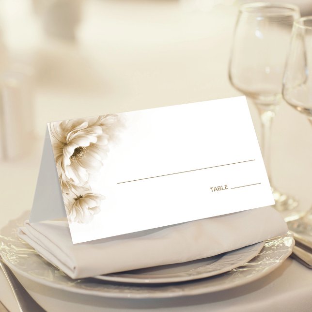 Asiento Tarjeta de lugar de boda floral neutral rústica (Subido por el creador)