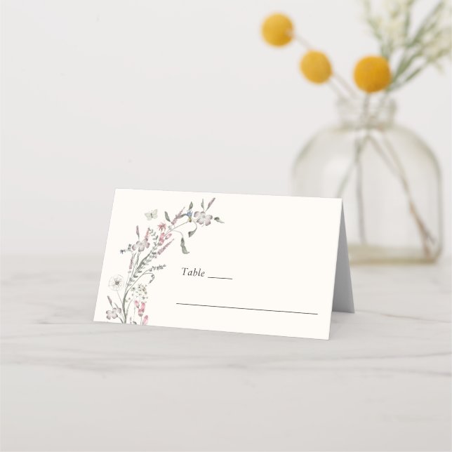Asiento Tarjeta de lugar de boda floral pastel (Anverso)