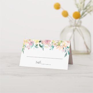 Asiento Tarjeta de lugar de boda floral pastel de primaver