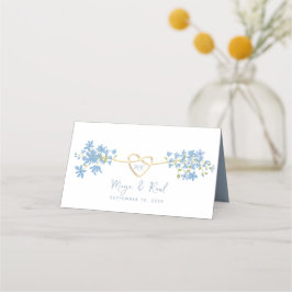 Asiento Tarjeta de lugar de boda floral polvorienta azul