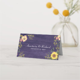 Asiento Tarjeta de lugar de boda floral púrpura