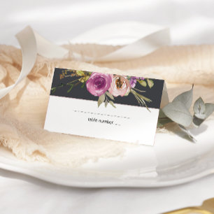 Asiento Tarjeta de lugar de boda floral rosa polvoriento p