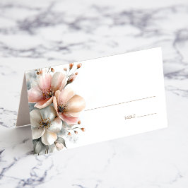 Asiento Tarjeta de lugar de boda floral rosa rústica