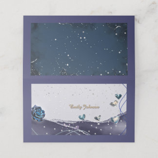 Asiento Tarjeta de lugar de boda Navy Silver Gold