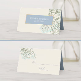 Asiento Tarjeta de lugar de boda polvorienta azul floral r