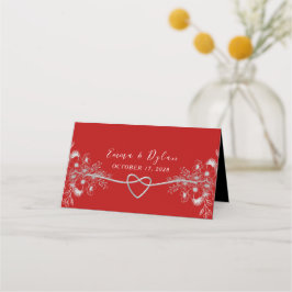 Asiento Tarjeta de lugar de boda roja