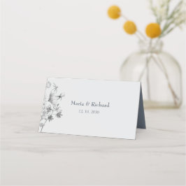 Asiento Tarjeta de lugar de boda romántica azul polvorient
