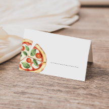 Tarjeta de lugar de buffet de pizza para rellenar