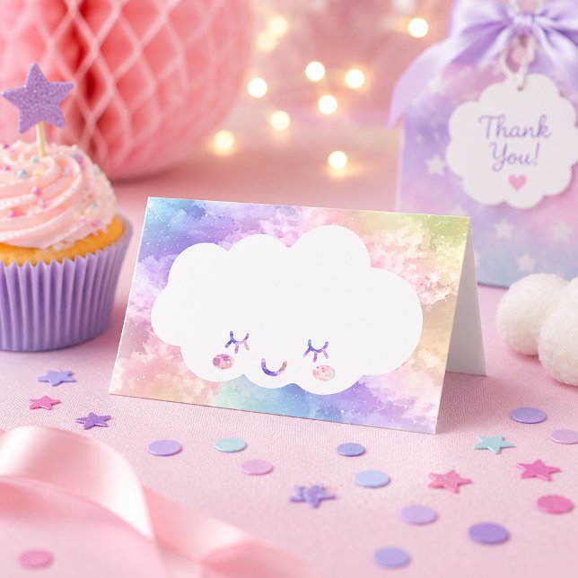 Asiento Tarjeta de lugar de cumpleaños Cloud Nine – Cielo  (Cloud Themed Birthday Place Cards)