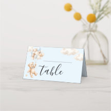 Tarjeta de lugar de ducha de bebé de osito de pelu