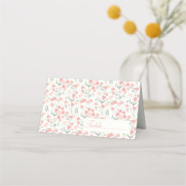 Asiento Tarjeta de lugar de flores dulces rosa y crema