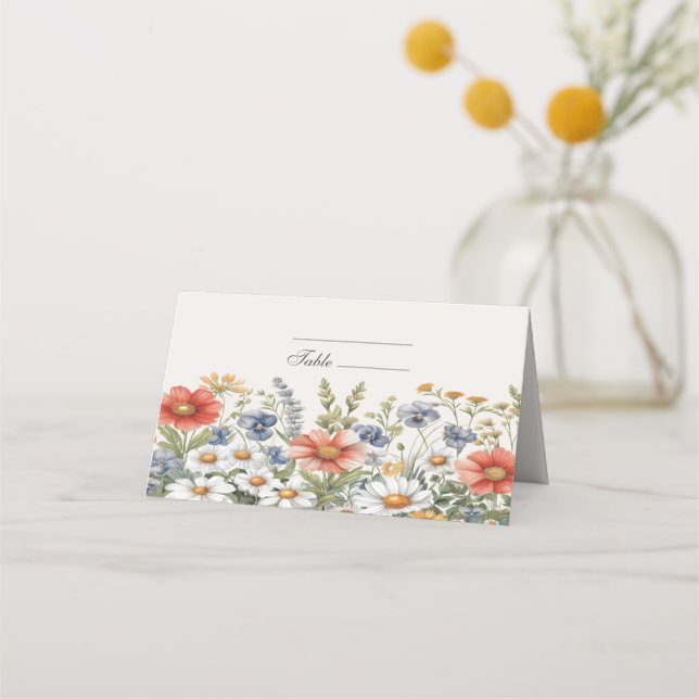 Asiento Tarjeta de lugar de flores silvestres coloridas (Anverso)