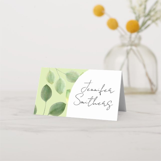 Asiento Tarjeta de lugar de hojas de eucalipto verde (Anverso)