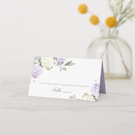 Asiento Tarjeta de lugar de Hortensia Púrpura Floral Elega