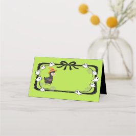 Asiento Tarjeta de lugar de llama de Halloween con sombrer