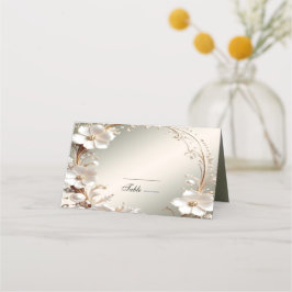 Asiento Tarjeta de lugar de marco floral blanco ornamentad