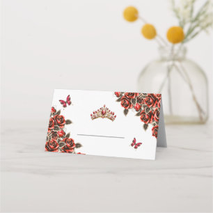 Asiento Tarjeta de lugar de mariposas rosas doradas rojas