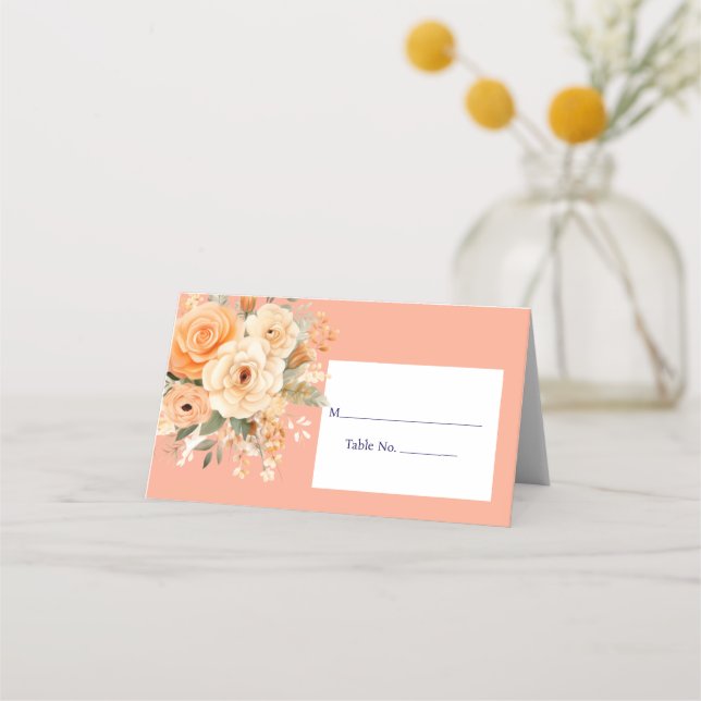 Asiento Tarjeta de lugar de melocotón para mesa de invitad (Anverso)