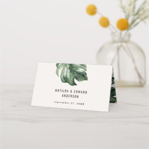 Asiento tarjeta de lugar de mesa boda de palma acuarela
