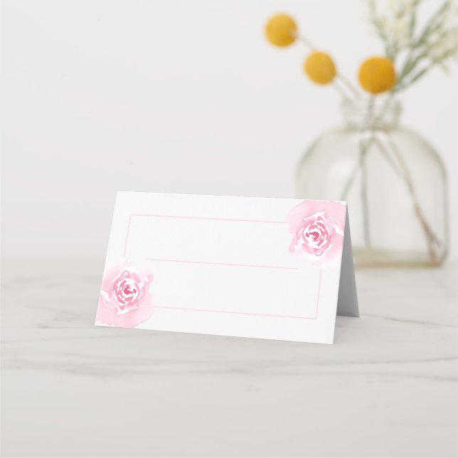 Asiento Tarjeta de lugar de mesa Boda de rosas rosa (Anverso)