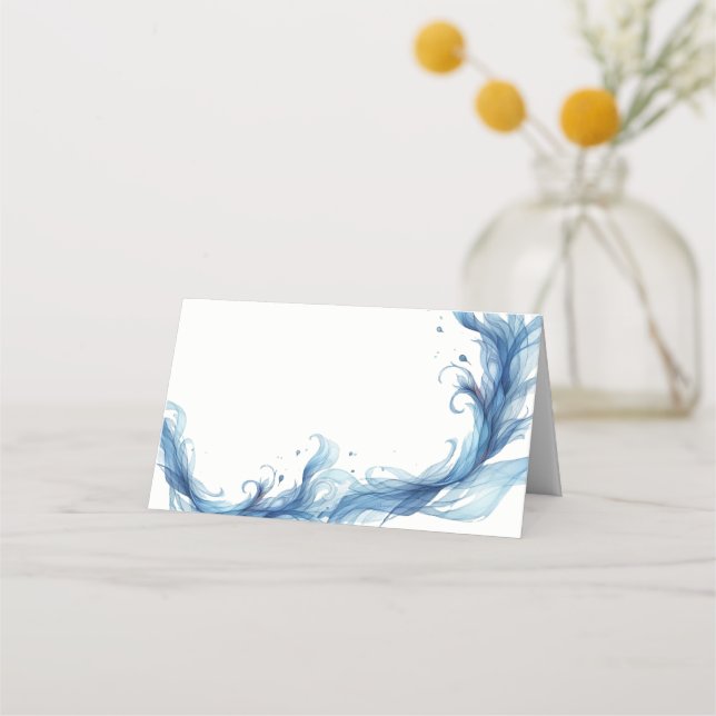 Asiento Tarjeta de lugar de mesa con cinta etérea azul (Anverso)