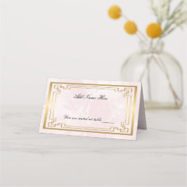 Asiento Tarjeta de lugar de mesa de boda de mármol rosa ge
