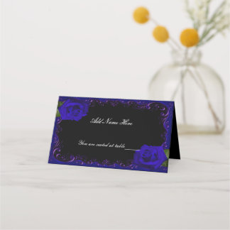 Asiento Tarjeta de lugar de mesa de rosas azules góticas e