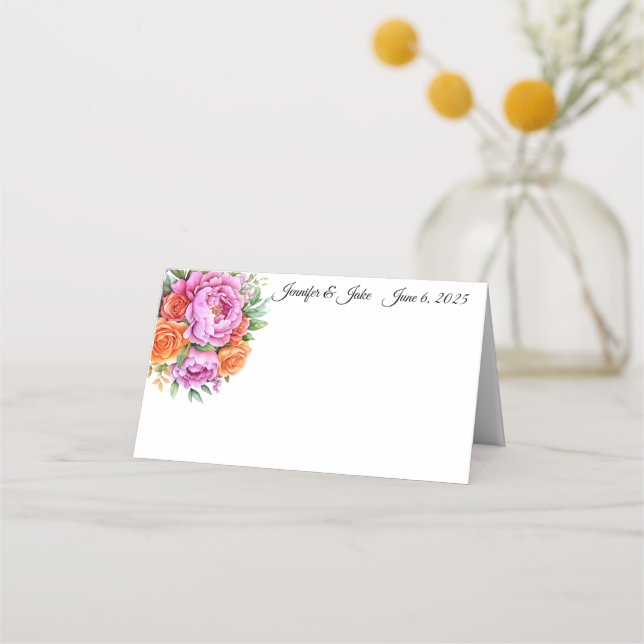 Asiento Tarjeta de lugar de nombre plegado boda (Anverso)