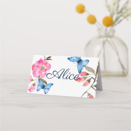 Asiento Tarjeta de lugar de nombre plegado - Mariposas flo