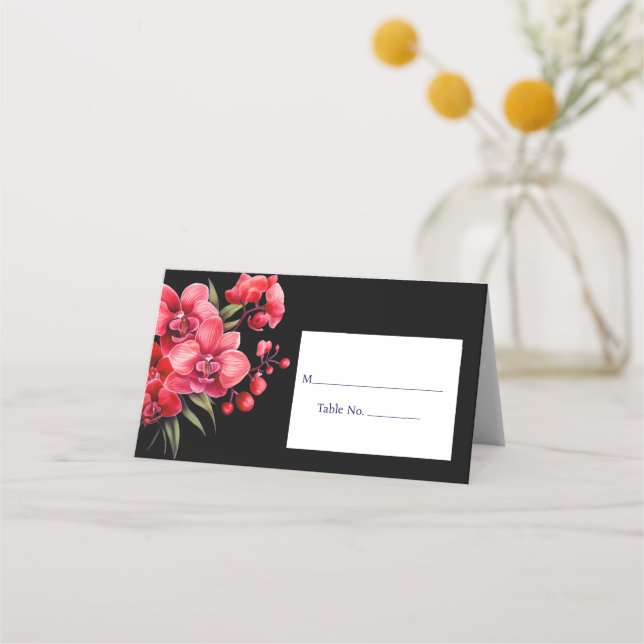 Asiento Tarjeta de lugar de orquídea roja Tarjeta de respu (Anverso)