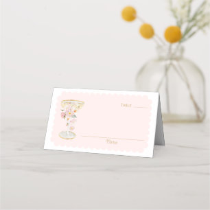 Asiento Tarjeta de lugar de Pétalos Elegantes y Prosecco