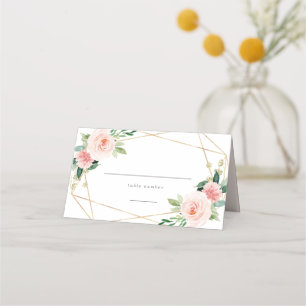 Asiento Tarjeta de lugar de romántico de primavera geométr