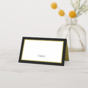 Asiento Tarjeta de lugar de tabla de borde dorado negro